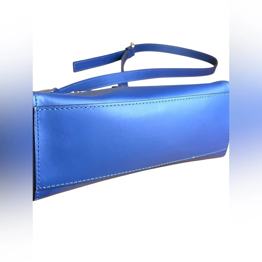 Pollini Brown & Blue Crossbody Satchel Bag